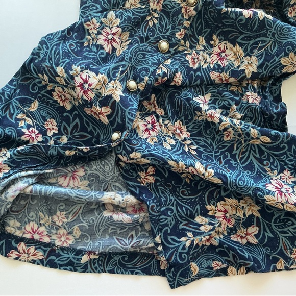 Basic Editions Navy Floral Button-Front Dress - Picture 8 of 8